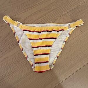 Solid & Striped Tilda Yellow and Red Stripe Terry Cloth Bikini Bottom Size L